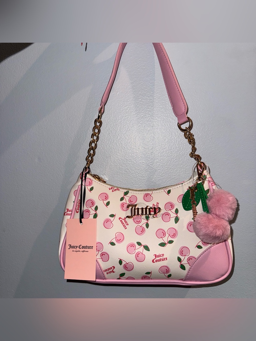 Juicy Couture Cherry Girl Shoulder Bag soft white pink #y2k #anabellassteelo